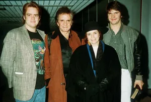 Johnny Cash wife wife June Carter and son John 1991 also with Roy Orbisons son Johnny Cash wife wife June Carter and son John 1991 also with Roy Orbisons son
