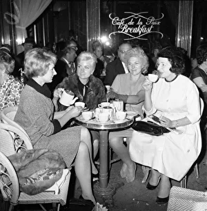 Joy Miller, wife British singer and actor Gary Miller seen here drinking tea in cafe Joy Miller, wife British singer and actor Gary Miller seen here drinking tea in cafe