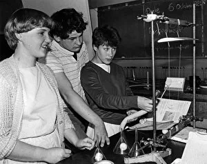 Images Dated 7th October 1983: Julie Grafton, Terence Wall and Lisa Maxwell test the effect of air pressure on a wing