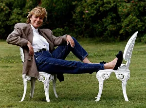 Julie Walters Actress and Commedienne Sitting on white garden chairs in garden Julie Walters Actress and Commedienne Sitting on white garden chairs in garden