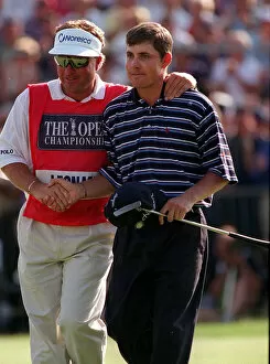 Images Dated 20th July 1997: Justin Leonard Wins the 126th Royal Troon golf Open July 1997 shakes hands with his