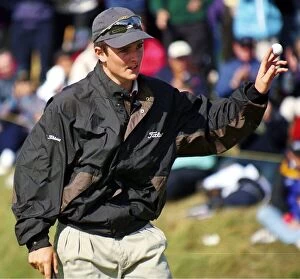 Images Dated 18th July 1998: Justin Rose acknowledges the crowd during the third round of the Open Golf Championship