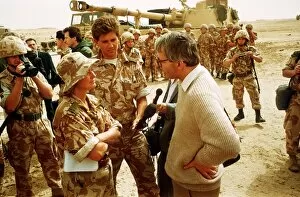 Images Dated 6th March 1991: Kate Adie Television Reporter speaking to John Major at the battlefront during the Gulf