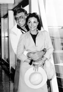 Kathryn Evans Singer and her husband Peter Purves TV Presenter at Heathrow airport after Kathryn Evans Singer and her husband Peter Purves TV Presenter at Heathrow airport after