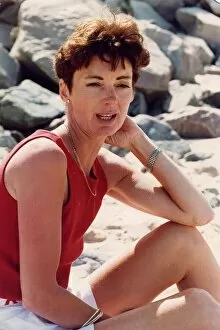 Images Dated 20th July 1993: Kathy Botham on holiday on beach 20 / 07 / 1993
