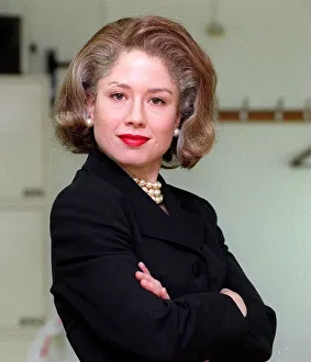 Images Dated 9th July 1996: Katie Puckrik tv presenter as she might look in late middle age after make up artists