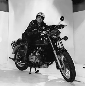 Keith Moon on his Honda Goldwing motor cycle 1976 Keith Moon on his Honda Goldwing motor cycle 1976
