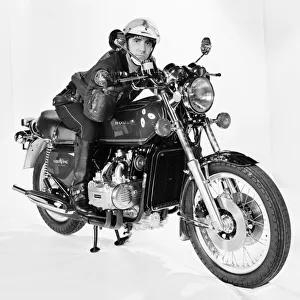 Keith Moon of the who pop group on a Honda Motorbike. January 1976 76-00053-005 Keith Moon of the who pop group on a Honda Motorbike. January 1976 76-00053-005