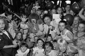 Images Dated 25th July 1990: Ken Dodd joins forces with Jimbo the clown and the kids at the Albert Dock