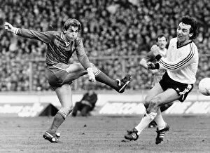 Images Dated 28th March 1983: Kenny Dalglish footballer Liverpool FC kicking ball shot shooting League Milk Cup final