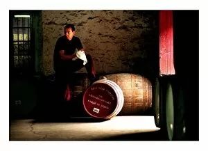 Kenny Matthews with a special whisky cask, produced by North British Distillery in