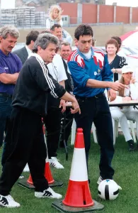 Kevin Keegan in action with the Young Hotshots competitors at the Eurofest Village during Kevin Keegan in action with the Young Hotshots competitors at the Eurofest Village during