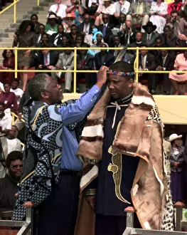 King of Lesotho is crowned at his Coronation. Prince Charles who is visiting Africa was King of Lesotho is crowned at his Coronation. Prince Charles who is visiting Africa was