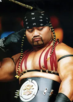 Images Dated 1st July 1990: King Roscoe of Boo Yaa Tribe at the Glastonbury Festival 1990
