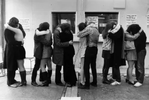 Kissing couples from Woolwich Polytechnic London in 1970 Kissing couples from Woolwich Polytechnic London in 1970