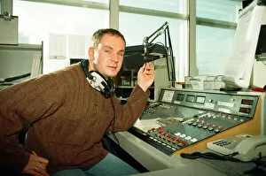 Images Dated 14th January 1995: Kix 96 presenter Graham Torrington kicks off Coventrys newest Radio station today