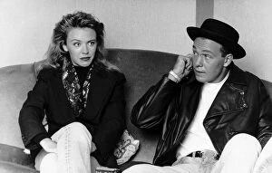 Images Dated 9th January 1989: Kylie Minogue singer actress with Jason Donovan singer actor sitting on sofa