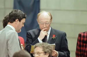 Images Dated 10th April 1992: Labour leader Neil Kinnock receives the results of the 1992 General Election