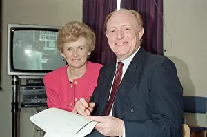 Images Dated 10th April 1992: Labour leader Neil Kinnock receives the results of the 1992 General Election alongside