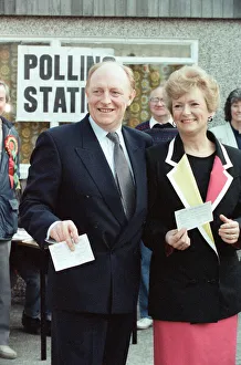 Labour leader Neil Kinnock and his wife Glenys cast their votes at Pontllanfraith Labour leader Neil Kinnock and his wife Glenys cast their votes at Pontllanfraith