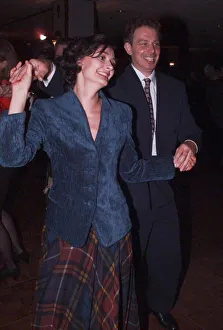 Labour leader Tony Blair and wife Cherie Blair dance together at the party' Labour leader Tony Blair and wife Cherie Blair dance together at the party'