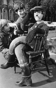 Two lads with a rather grumpy Guy seen here on the streets of Cardiff 29th October 1979 Two lads with a rather grumpy Guy seen here on the streets of Cardiff 29th October 1979