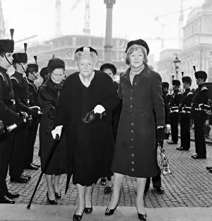 Images Dated 15th February 1977: Lady Clemetine Churchill, left, attending the memorial service to the late Lord Avon