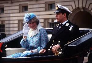 Images Dated 13th June 1981: Lady Diana Spencer and Prince Andrew during the trooping the colour ceremony in London