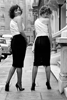 Lara and Chris wearing the new design stiletto heel. March 1975 75-01213 Lara and Chris wearing the new design stiletto heel. March 1975 75-01213