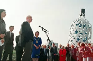 Images Dated 24th September 1993: The launch of the sculpture Bottle of Notes, a piece of public art by Claes