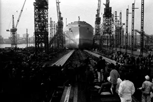 Images Dated 16th October 1970: The launch of the Stolt Lion tanker at Hebburn on the 16th October, 1970