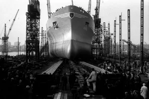 Images Dated 16th October 1970: The launch of the Stolt Lion tanker at Hebburn on the 16th October, 1970
