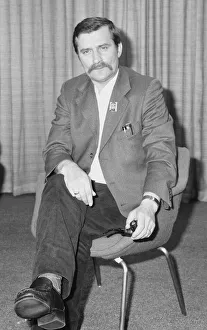Lech Walesa Polish Union Leader seen here giving a press conference at Heathrow Airport Lech Walesa Polish Union Leader seen here giving a press conference at Heathrow Airport