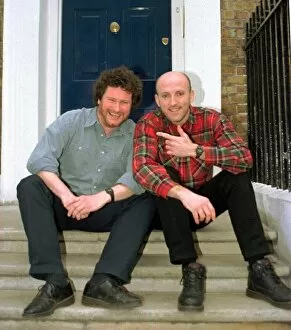 Images Dated 5th March 1996: Lee Hurst and Rory McGrath fooling around in London. Two comedians comics from