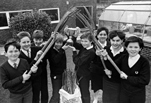 Lee Towse, centre left, and Jane Battram, centre right, proudly display the 1985/86 Lee Towse, centre left, and Jane Battram, centre right, proudly display the 1985/86
