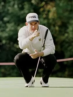 Images Dated 15th October 1998: Lee Westwood golfer October 1998 concentrates on the ball at Wentworth golf course