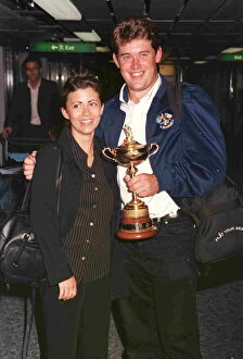 Images Dated 29th September 1997: Lee Westwood Golfer September 1997 arriving at Heathrow airport after winning the Ryder