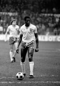 Leeds United 1 v. Norwich City 0. Division One Football. Justin Fashanu Leeds United 1 v. Norwich City 0. Division One Football. Justin Fashanu
