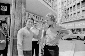 Images Dated 15th May 1973: Leeds United players walk around the town of Salonike in Greece