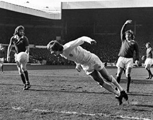 Leeds United V Everton. Leeds United forward Alan Clarke makes a flying diving header at
