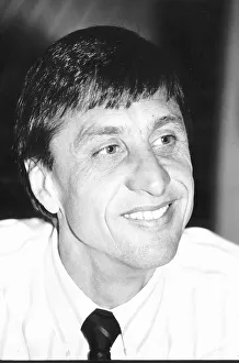 Legendary Dutch footballer Johan Cruyff at press conference on his announcement that he Legendary Dutch footballer Johan Cruyff at press conference on his announcement that he