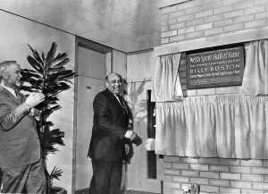 Legendary Wigan Warriors rugby league player Billy Boston smiles unveils a plaque named Legendary Wigan Warriors rugby league player Billy Boston smiles unveils a plaque named