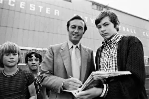 Leicester City manager Jimmy Bloomfield signs autographs for fans outside Filbert Street Leicester City manager Jimmy Bloomfield signs autographs for fans outside Filbert Street