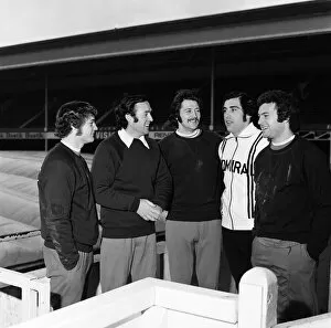 Images Dated 8th February 1974: Leicester City players at Filbert Street. Left to right: Dennis Rofe