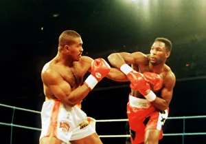 Lennox Lewis in action to defeat Donovan Razor Ruddock . 31st October 1992 Lennox Lewis in action to defeat Donovan Razor Ruddock . 31st October 1992