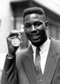Lennox Lewis Boxer with the Olympic Gold Medal, April 1989 Lennox Lewis Boxer with the Olympic Gold Medal, April 1989
