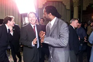 Lennox Lewis boxer with Tony Blair Prime Minister May 1999 at the Mirror Pride of Lennox Lewis boxer with Tony Blair Prime Minister May 1999 at the Mirror Pride of