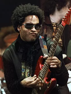 Images Dated 25th June 1999: Lenny Kavitz performing on stage June 1999 at the Glastonbury music Festival
