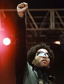 Images Dated 27th June 1999: Lenny Kravitz performing on stage June 1999 at the Glastonbury music Festival
