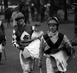 Lester Piggott jockey 1974 carrying saddle Lester Piggott jockey 1974 carrying saddle